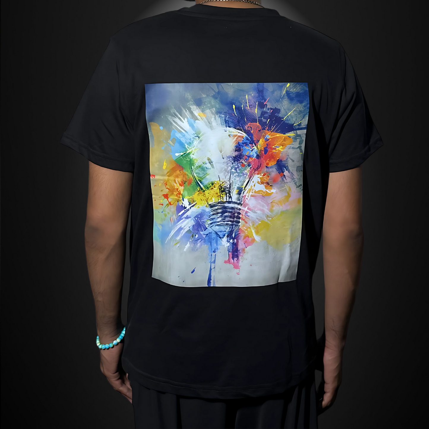 bulb neon color printed round neck unisex T-shirt