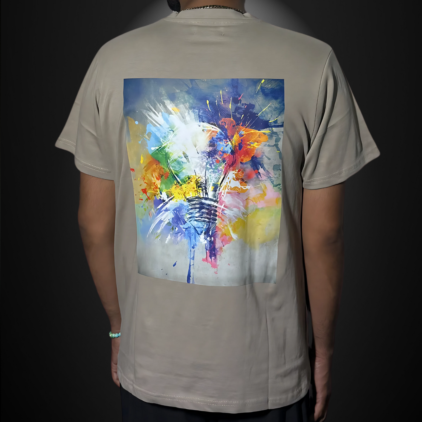 bulb neon color printed round neck unisex T-shirt