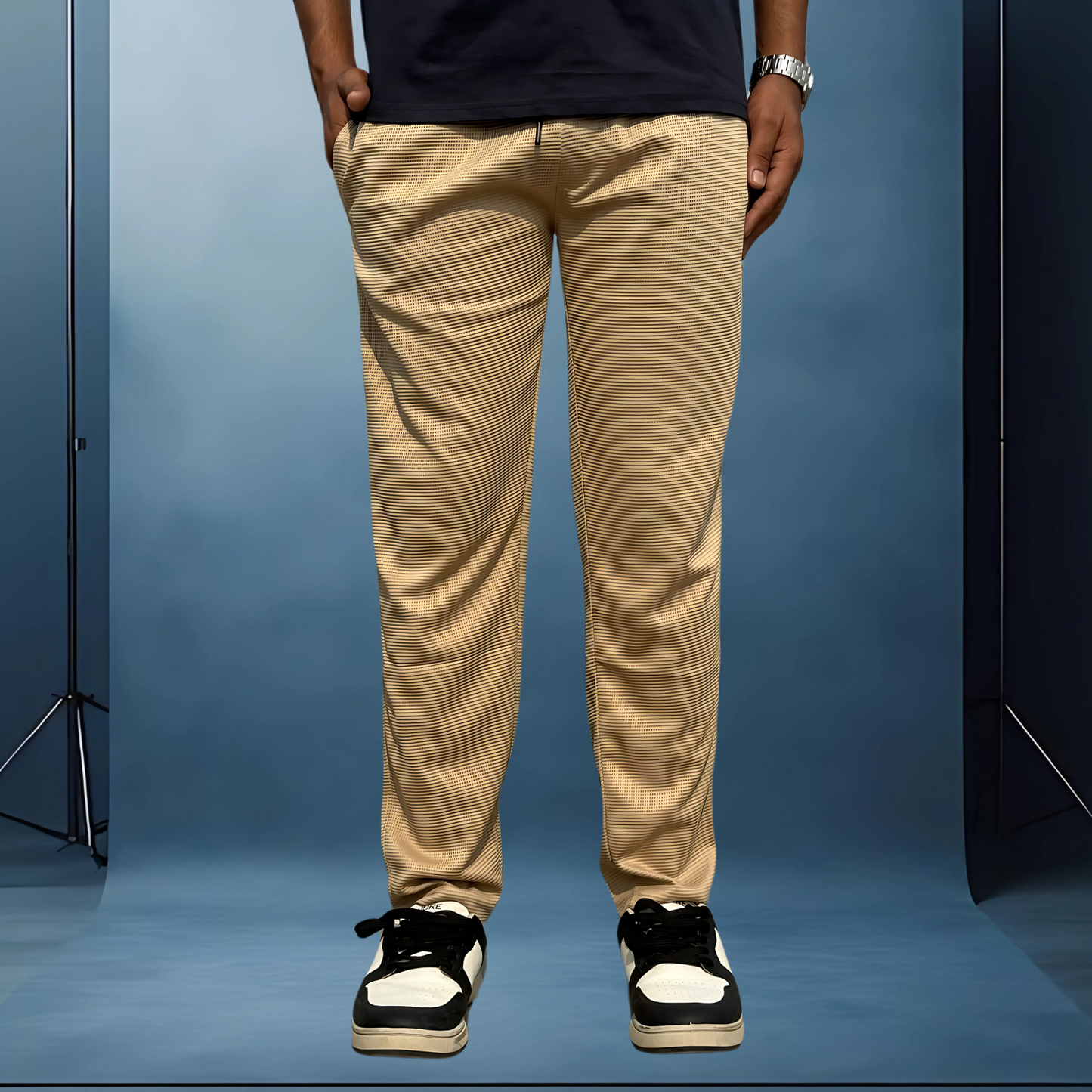 Breathable Bubble Jecard Fabric loose Fit Trouser For Man