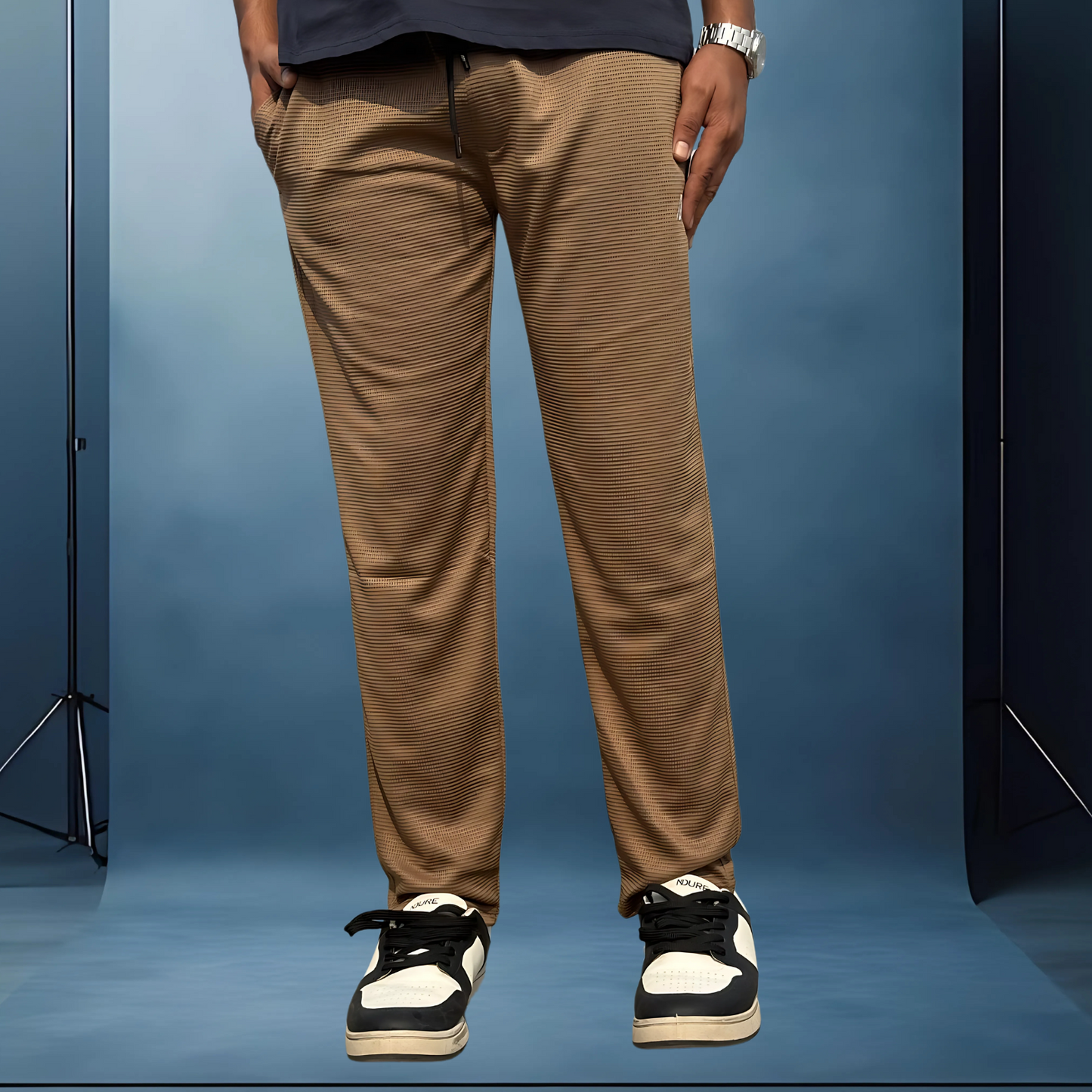 Breathable Bubble Jecard Fabric loose Fit Trouser For Man