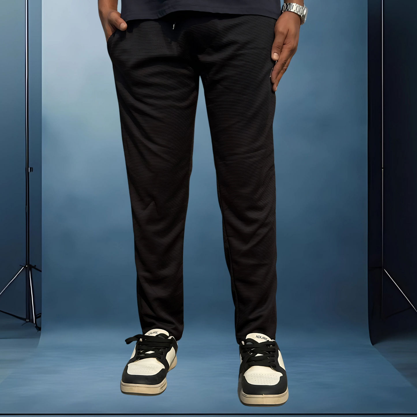 Breathable Bubble Jecard Fabric loose Fit Trouser For Man