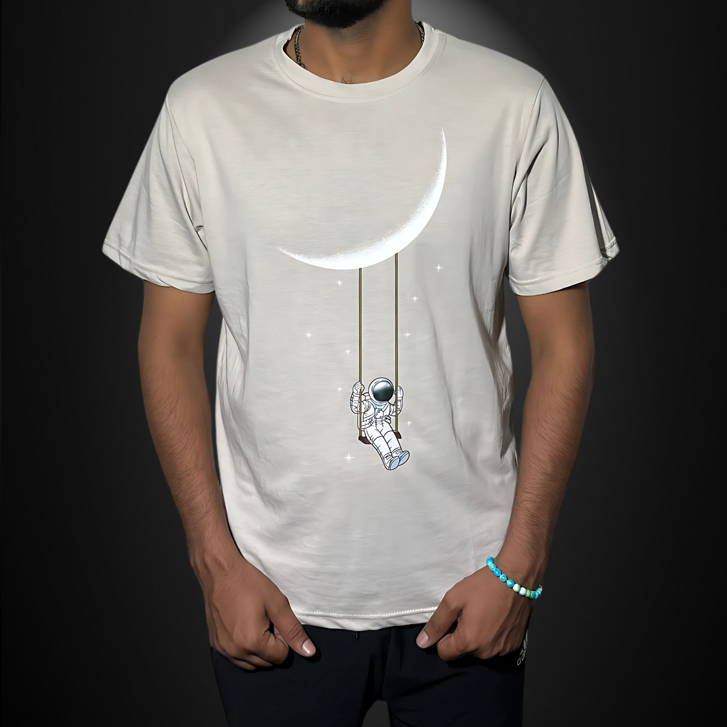 Swinging Astronaut Moon unisex T-Shirt