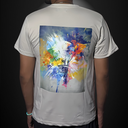 bulb neon color printed round neck unisex T-shirt