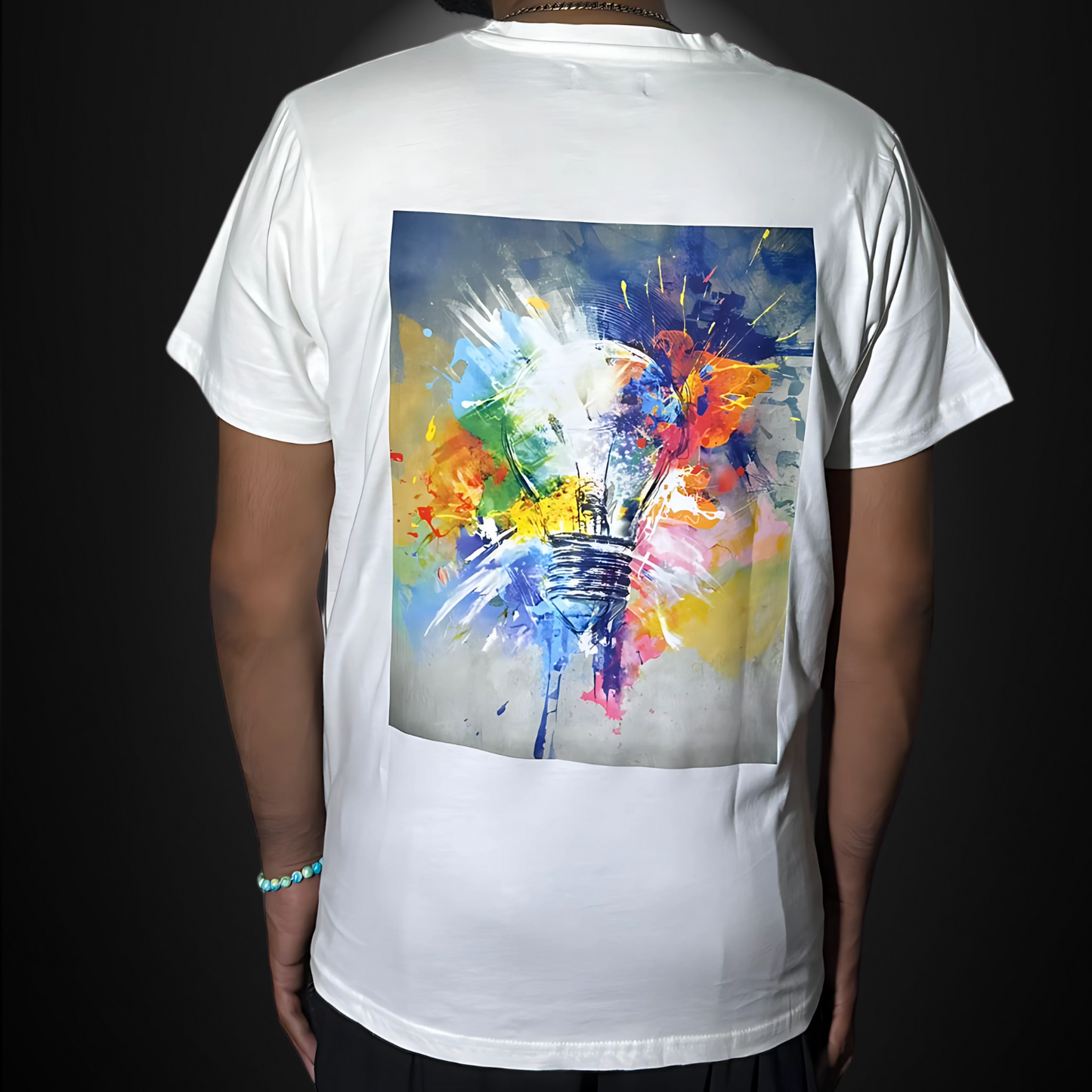 bulb neon color printed round neck unisex T-shirt
